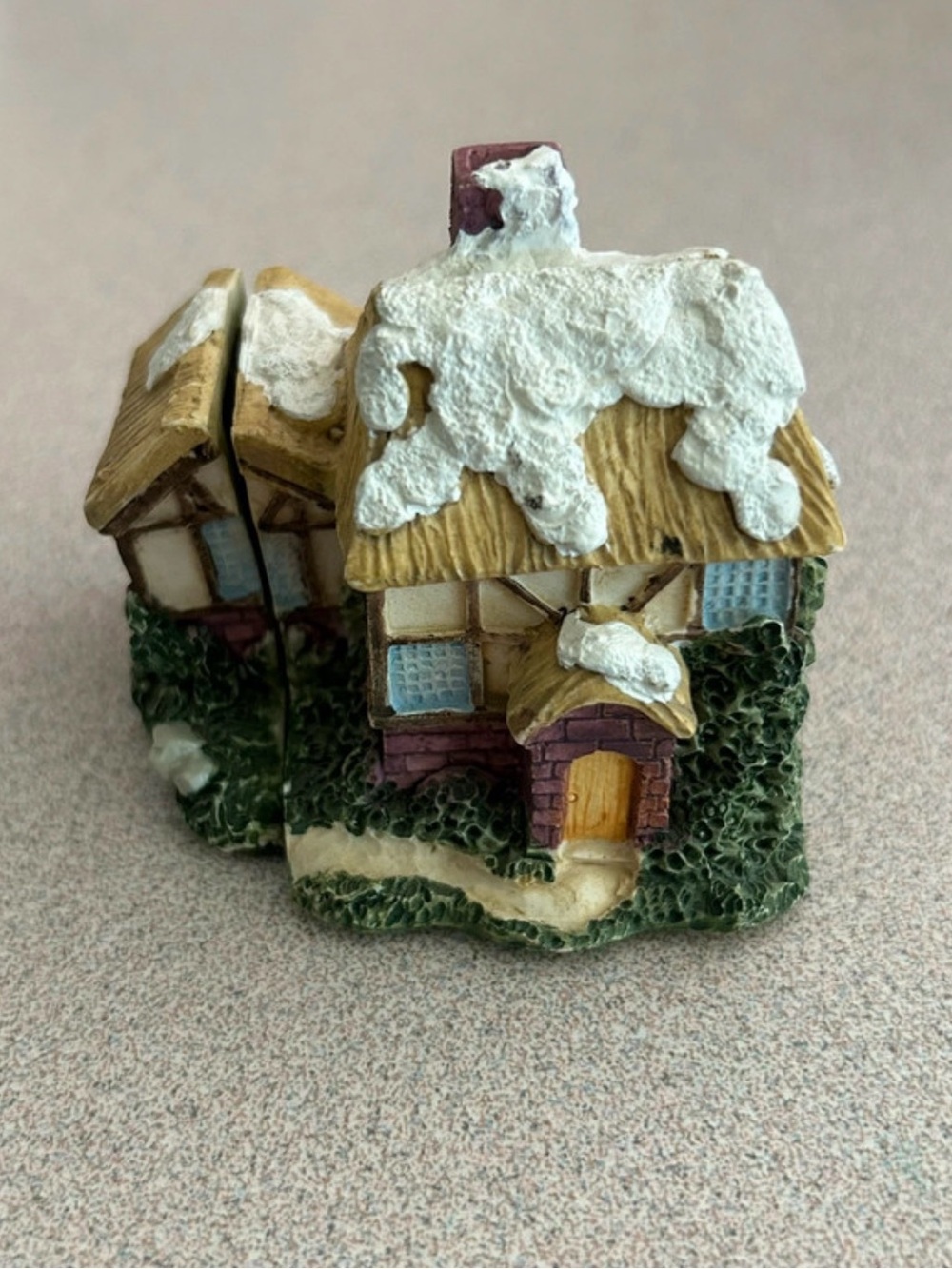Hand-Painted Cottage Sculpture. Vintage H&G "Winter Villas" Christmas Decoration